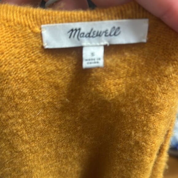 MADEWELL Mustard Yellow Merino Wool Blend Open Front Cardigan - Picture 4 of 5